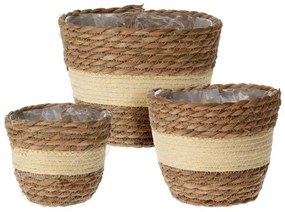 PRÚTENÝ KVETINÁČ BOHO SADA 3KS 18X23 CM+16X19 CM+15X14 CM HNEDÁ