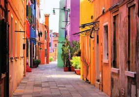 Fototapeta - Benátky - ulica Burano (254x184 cm)