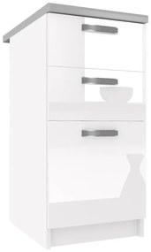 Kuchynská skrinka Belini spodná so zásuvkami 40 cm biely lesk s pracovnou doskou  INF SDSZ40/0/WT/W/0/F