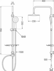 Mexen sprchový set T67 s hornou hlavicou 23cm, chróm/biela, 798676793-00
