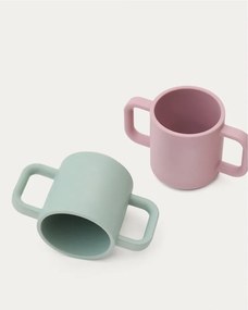 Svetloružové/tyrkysové silikónové detské hrnčeky v súprave 2 ks Lili – Kave Home