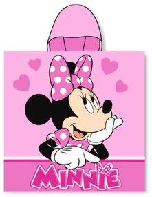 Kúpacie pončo - osuška s kapucňou Minnie Mouse - Disney - vyrobené z mikrovlákna - 100 x 50 cm