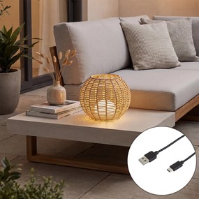 Vonkajšia stolná lampa béžová 30cm vrátane LED nabíjateľná s USB-C IP44 - Oli
