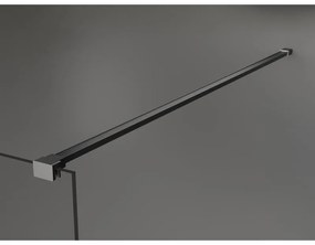 Mexen Kioto+, sprchová zástena Walk-In s poličkou a vešiakom 130 x 200 cm, 8mm číre sklo, grafitový profil, 800-130-121-95-00