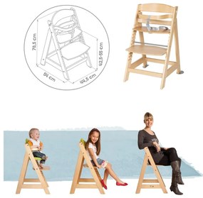 Jedálenská stolička vo svetlosivo-prírodnej farbe Style Born Up 2in1 – Roba