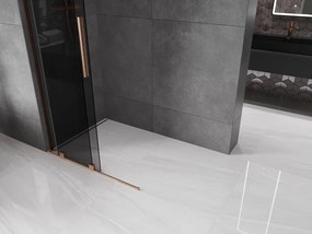 Mexen Velar L, posuvná sprchová zástena Walk-in 100 x 200 cm, 8mm šedé sklo, medená matná, 871-100-003-43-65