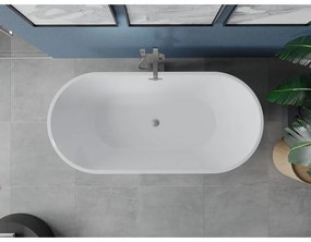 Mexen Luna, voľne stojaca vaňa 180 x 80 cm, biela-čierna, brúsená oceľ prepad, 52031808075-97