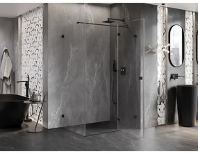 Mexen Lunar T pravý výklopný sprchový kút 140 x 100 cm, číre sklo, čierna matná, 834T-140-100-70-00-P