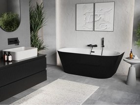 Mexen Oris, voľne stojaca ryhovaná vaňa 170 x 80 cm, biela-čierna, čierny matný prepad, 52871708075-70