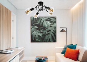 BERGE LED luster stropné svietidlo 4xE27, skladací, priehľadný sklenený štvorec