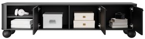 TV skrinka Vesper 3D 187 cm na sokli - čierna / čierne úchytky / guľaté nohy