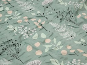 Krepové obliečky WILD FLOWERS mentolové Rozmer obliečky: 70 x 90 cm | 140 x 200 cm