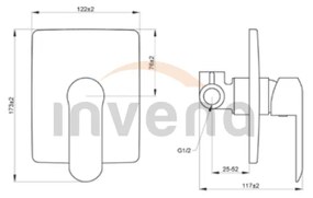 Invena Siros, podomietková batéria 1-výstupová, čierna matná, BP-90-4K1-A