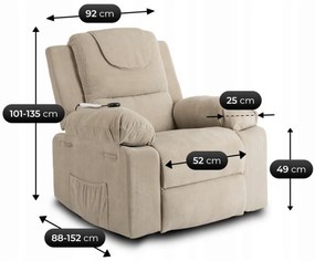 Masážne kreslo s funkciou vstávania MARCOS bežové