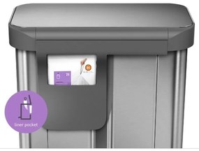 Simplehuman Pedálový odpadkový kôš na triedený odpad, 58 l, kefovaná oceľ, FPP