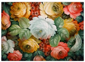Obraz maľovanej kytice kvetov (70x50 cm)