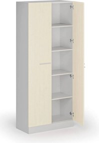 Kovová spisová skriňa s drevenými dverami, demontovaná, 1950 x 800 x 400 mm, breza