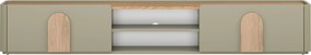 TV stolík Amilio 220 cm so zásuvkou - eukalyptus / dub baltic dune / úchytky dub prírodný