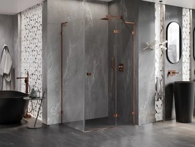 Mexen Lunar L, 1-krídlový sprchový kút, pravý, 100 x 80 cm, 8mm číre sklo, ružové zlato profil, 834L-100-080-60-00-P