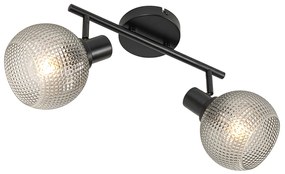 Dizajnové bodové svietidlo čierne s dymovým sklom 2-svetlo - Chico