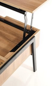 Konferenčný stolík Podium, prírodné drevo / čierna