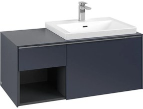 VILLEROY &amp; BOCH Subway 3.0 závesná skrinka pod umývadlo (umývadlo vpravo), 2 zásuvky + regálový prvok, 1001 x 516 x 422,5 mm, Marine Blue, C57100VQ