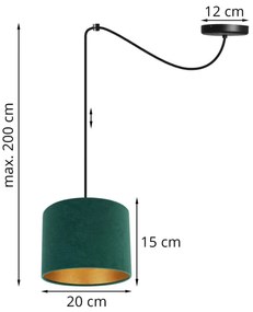 Závesné svietidlo Mediolan Spider, 1x textilné tienidlo (výber z 10 farieb), (výber z 2 farieb konštrukcie), g