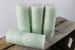 Zelené sviečky v mramorovom dizajne 15cm 4ks