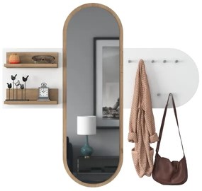 Nástenné zrkadlo RANI 125x120 cm biela/hnedá