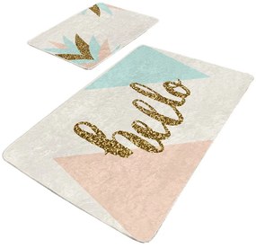 Zamatové kúpeľňové predložky v krémovej a zlatej farbe v súprave 2 ks 60x100 cm Hello – Mila Home