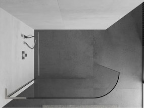 Mexen Kioto L, sprchová zástena Walk-In 90 x 200 cm, 8mm číre sklo, brúsená oceľ profil, 800-090-103-97-06