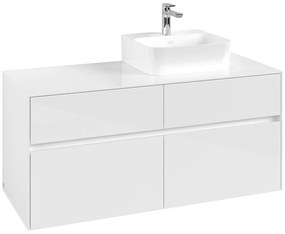 VILLEROY &amp; BOCH Collaro závesná skrinka pod umývadlo na dosku (umývadlo vpravo), 4 zásuvky, 1200 x 500 x 548 mm, Glossy White, C09900DH