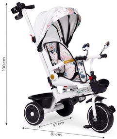Detská trojkolka s otočným sedadlom a strieškou biela ECOTOYS