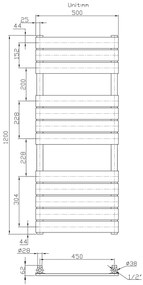 Erga Classic, vykurovacie teleso 1200x500 mm, 661W, biela, ERG-LAV-CLAS-12050-WH