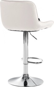 Barová stolička Vonore - zamat, chróm rám - Krémová