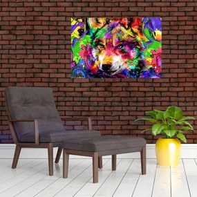 Obraz - Vlk s graffiti (90x60 cm)