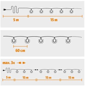 Brilagi - LED Vonkajšia dekoračná reťaz GIRLANDA 25xE12 20m biela IP44 teplá biela