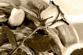 Obraz ruža v sépiovom prevedení - 90x60