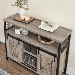 Skrinka s 2 posuvnými dverami, príborník, greige a čierna