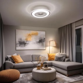 Brilagi - LED Stmievateľné svietidlo s ventilátorom RONDA LED/48W/230V strieborná+DO