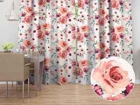 Biante Bavlnený záves Sandra SA-669 Červeno-ružové akvarelové kvety 150x230 cm