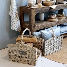 Chic Antique Prútený kôš na drevo French väčší