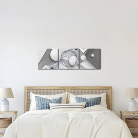 Geometrický abstraktný obraz (s hodinami) (90x30 cm)