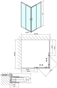 Polysan Polysan, EASY LINE štvorcová sprchová zástena 800x800mm, číre sklo, EL5215