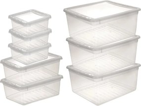 Keeeper Sada úložných boxov s vekom BEA Clearbox (3 x 1,7L, 2 x 5,5L, 3 x 18L), 39 x 33,5 x 25 cm