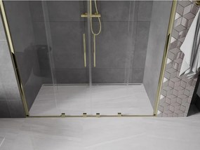 Mexen Velar Duo, posuvné dvere do otvoru 180x200 cm, 8mm číre sklo, zlatá lesklá, 871-180-000-02-50
