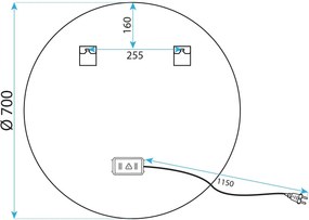 Rea Zrkadlo ⌀70 cm s vyhrievaním a regulovateľným LED osvetlením HOM-05507, kartáčovaná ružová zlatá