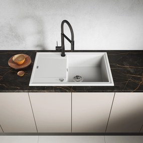 Laveo Megalo, 1-komorový granitový drez 780x500x185 mm, biela, LAV-SBE_611T