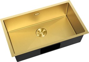 Mexen Trixo, 1-komorový nerezový drez 750 x 440 mm, brúsená zlatá, vzor voština, 6415751000-55HC