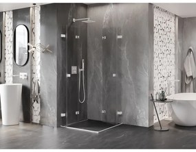 Mexen Lunar-F Duo, skladací sprchový kút 90 x 90 cm, 8mm číre sklo, biely profil, 836-090L-090P-20-00